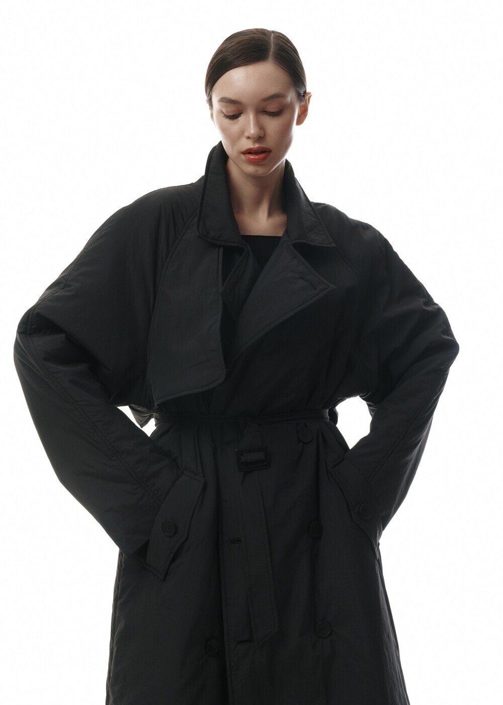 Insulated raincoat in black